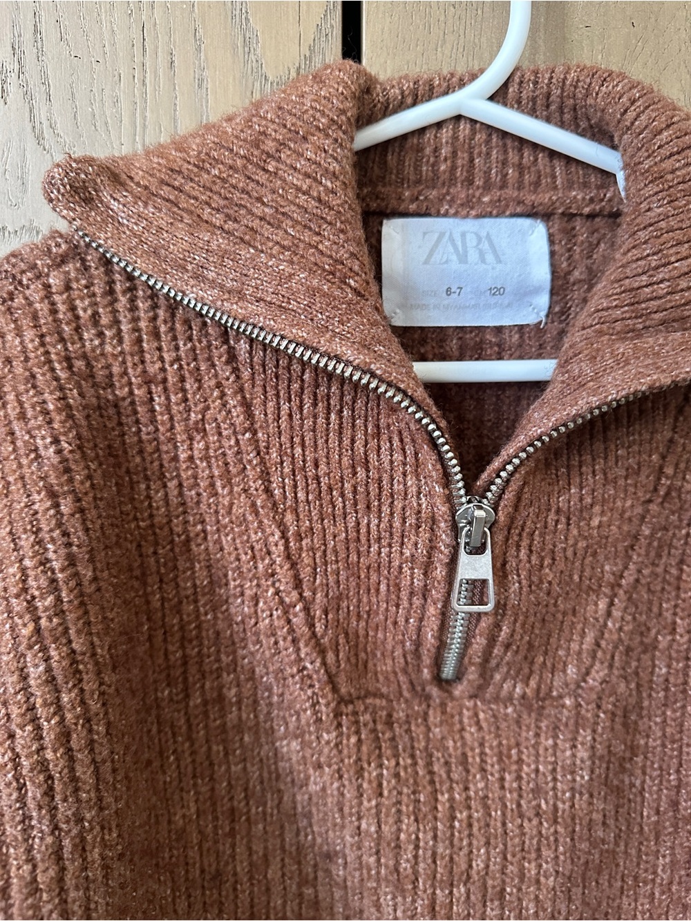 Zara Rust Zip-Front Ribbed Sweater - Picture 2 of 2